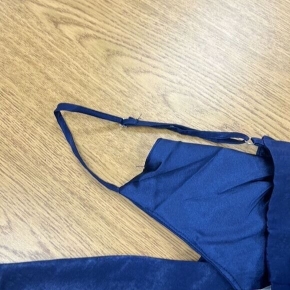 Lulus XL Navy Blue Satin Maxi Dress - Picture 6 of 10